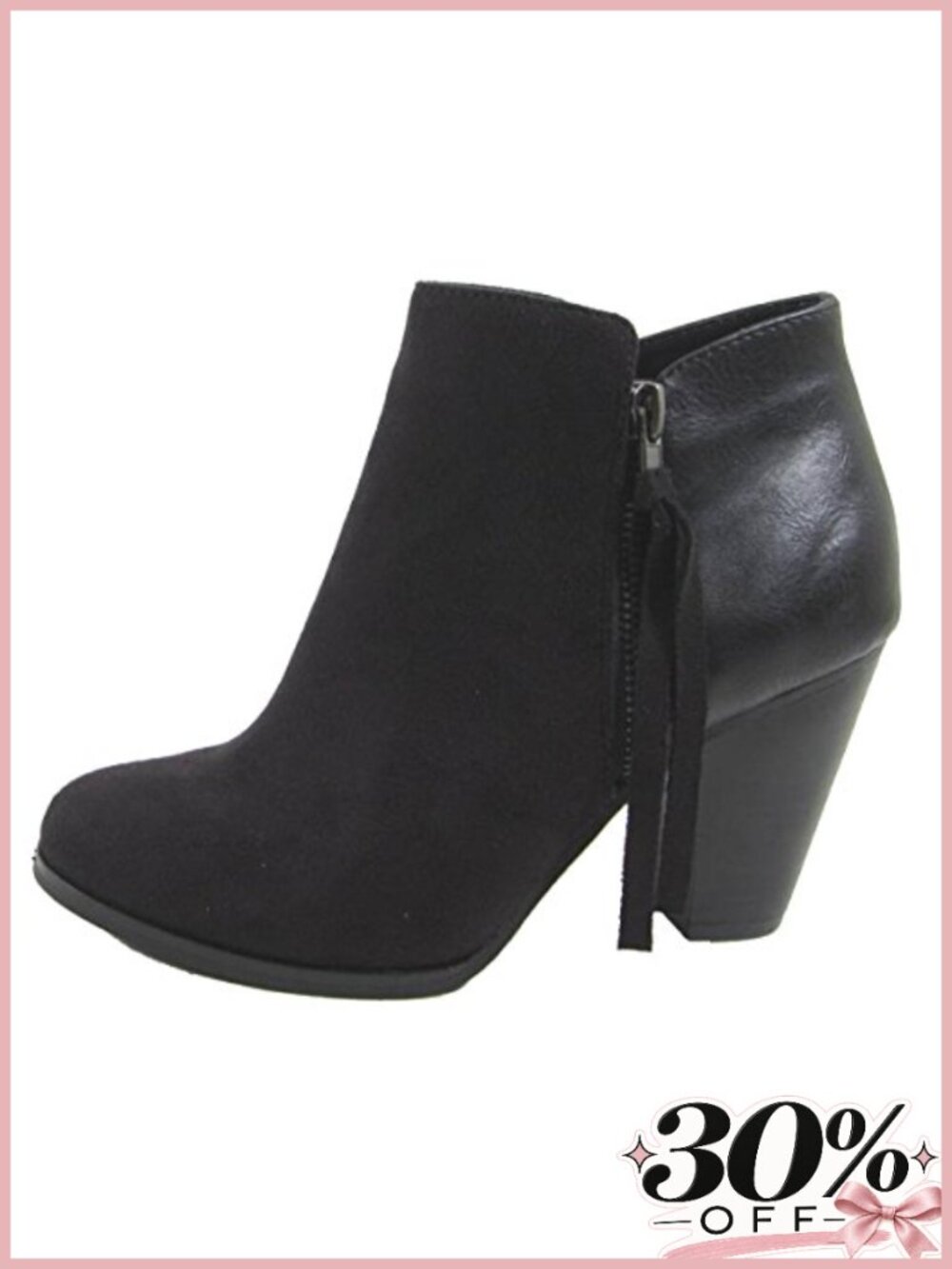 Women's Tassel Zip Chunky Heel Ankle Booties Fall Casual Boots